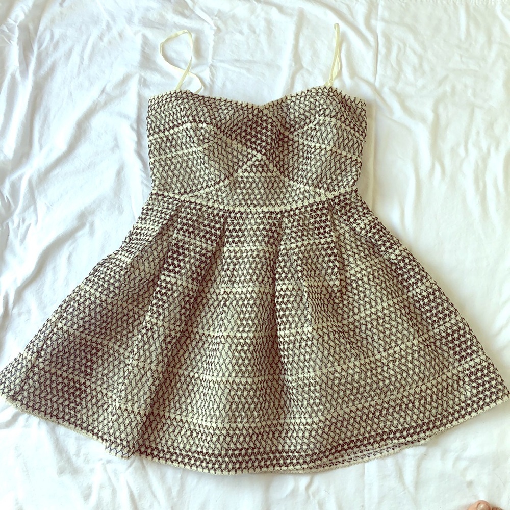 Black and White Fit&Flare Crochet Dress